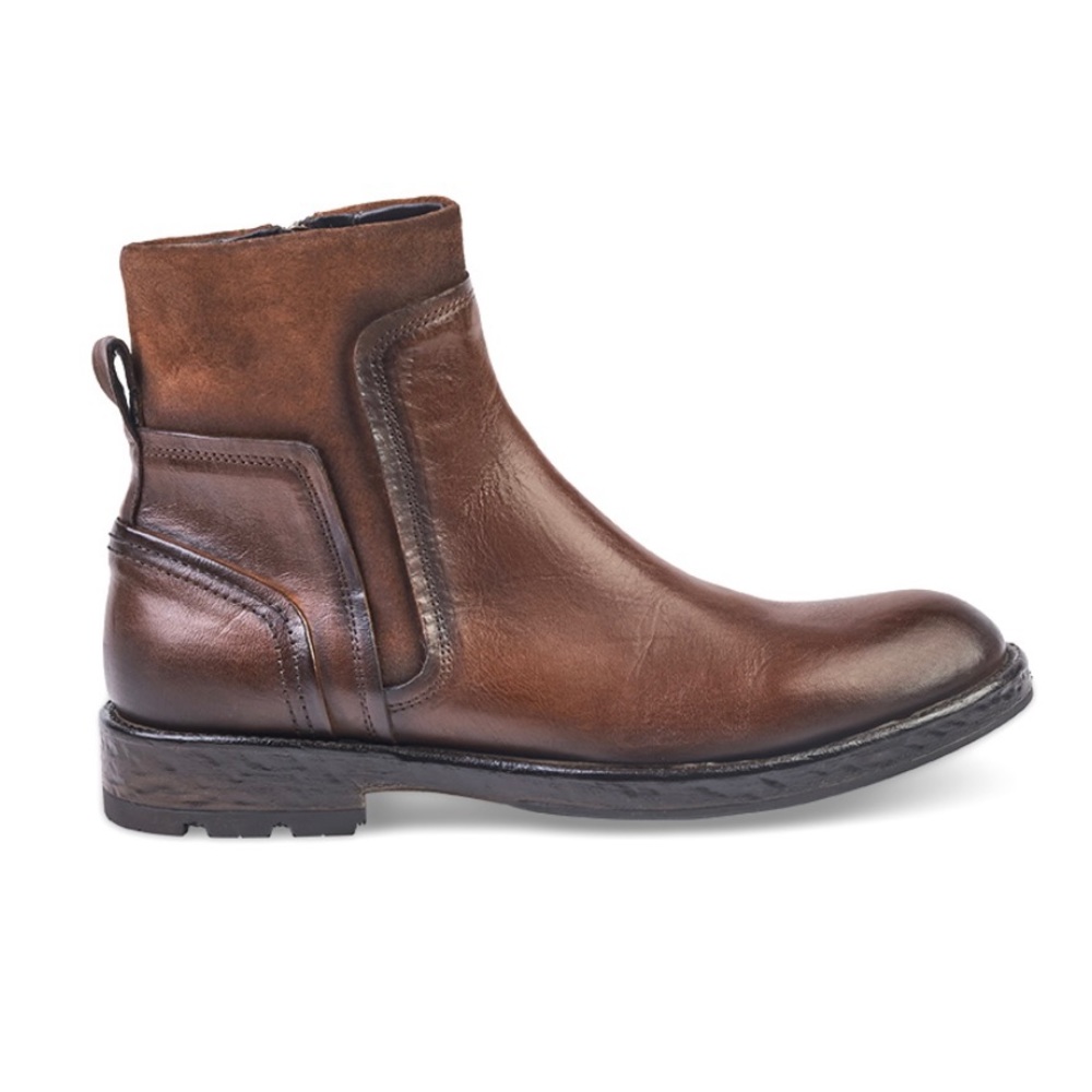 Georgio size 43 brown leather calfskin chelsea boots with side zipper closure